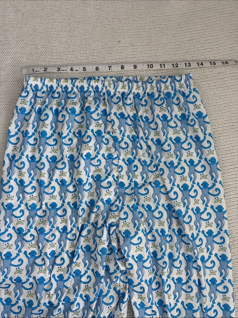 Monkey Long Sleeve Pajama Set Blue/Yellow Size Small